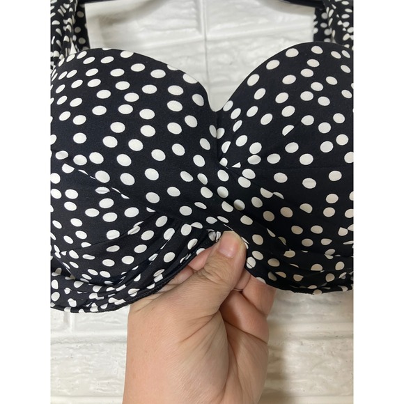 Lands End navy blue & white polka dot high waist bikini women's size 8 summer - Picture 4 of 9